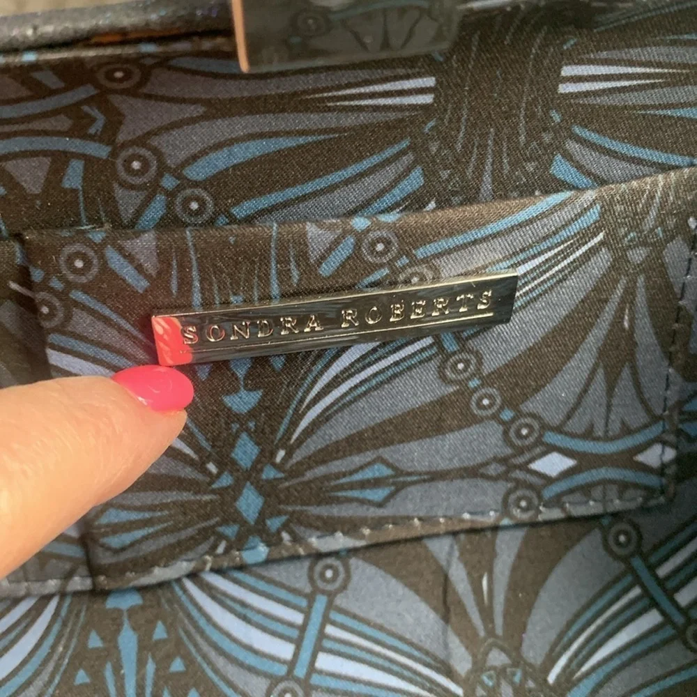 Sondra Roberts Navy Purple Glitter Box Clutch
